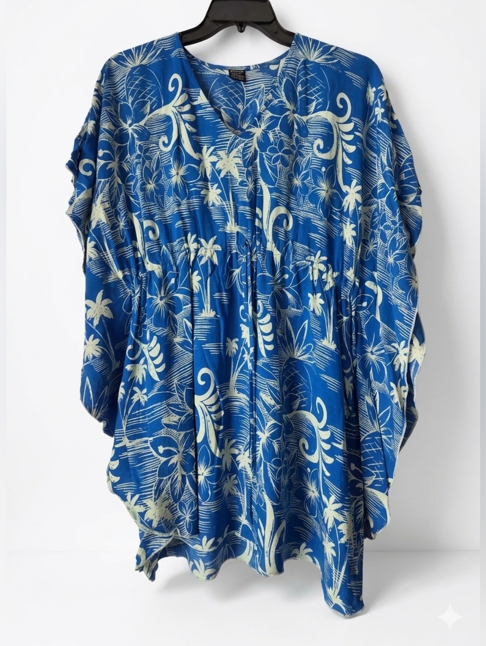 Favant Hawaii Blue Palm Tree V-Neck Swim Coverup Tunic One Size - Picture 2 of 13